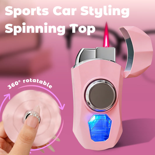 Cute Pink Sports Car Lighter & Rotatable Relaxation Toy 2-in-1