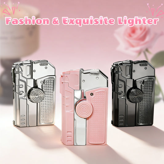 Fashion Fidget Spinner Windproof Lighter, Hidden Laser for Pet Play, DIY Kawaii Stickers, Gift Box for Her(Need to be inflated)